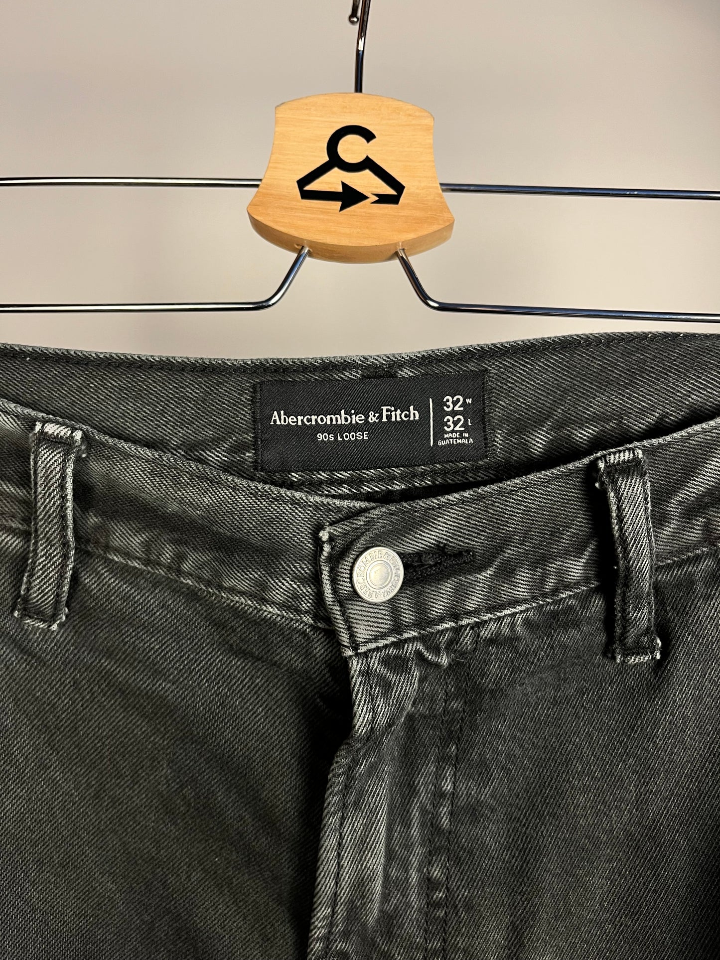 Abercrombie Washed Black Carpenter Trousers W32 L32