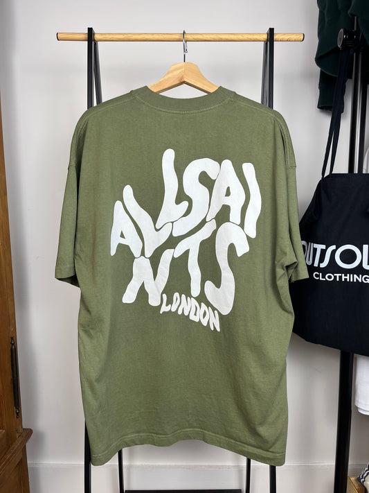 All Saints Green/Khaki T-Shirt - Medium