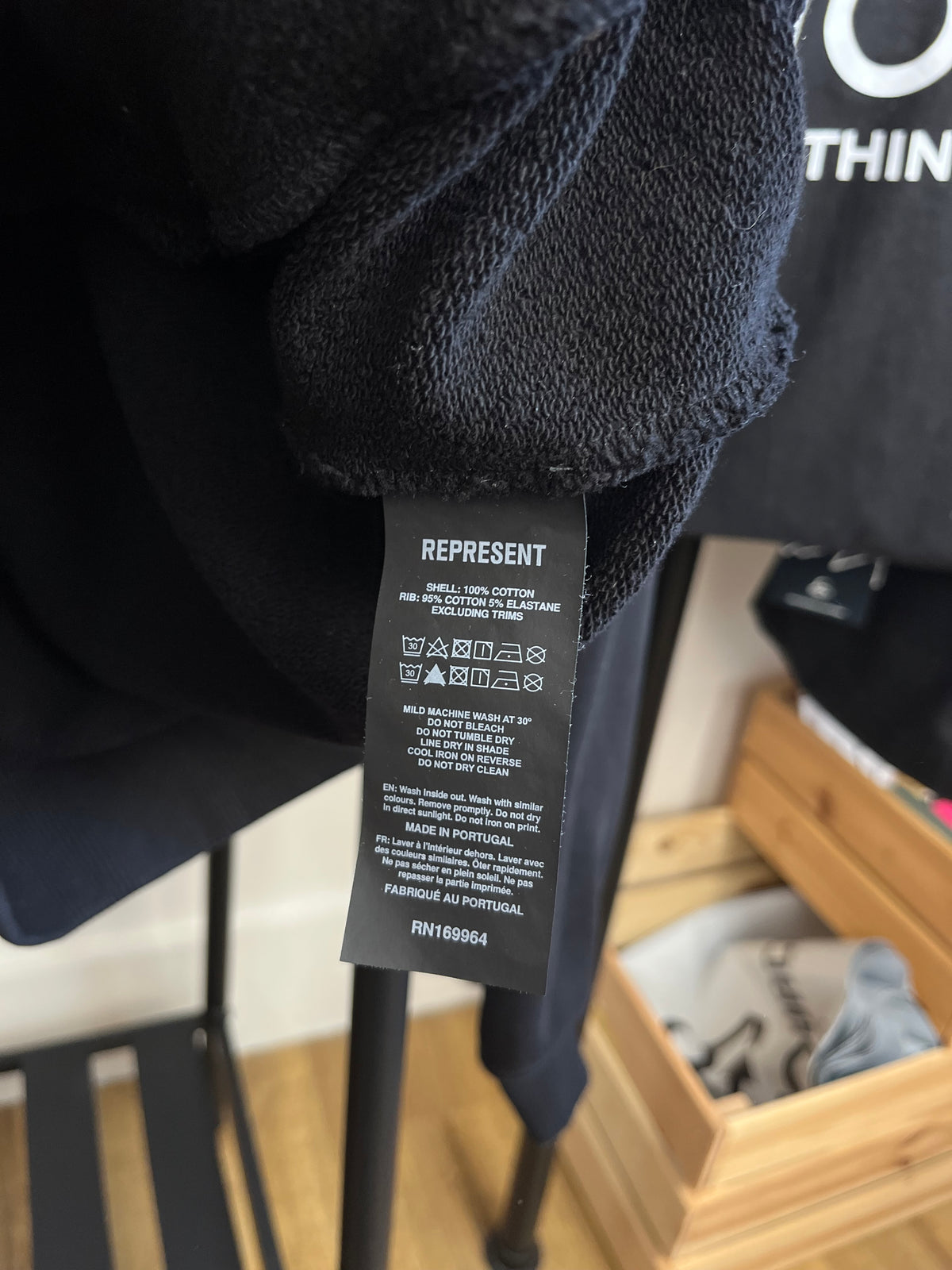 Represent Black Zip Up Hoodie - Large