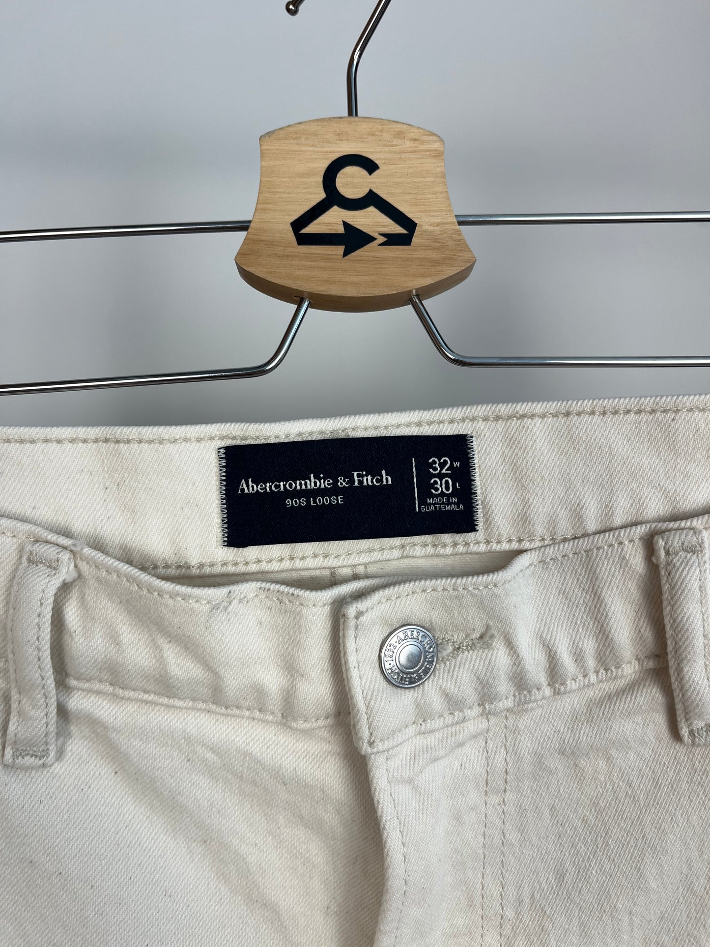 Abercrombie Cream Carpenter Trousers W32 L30