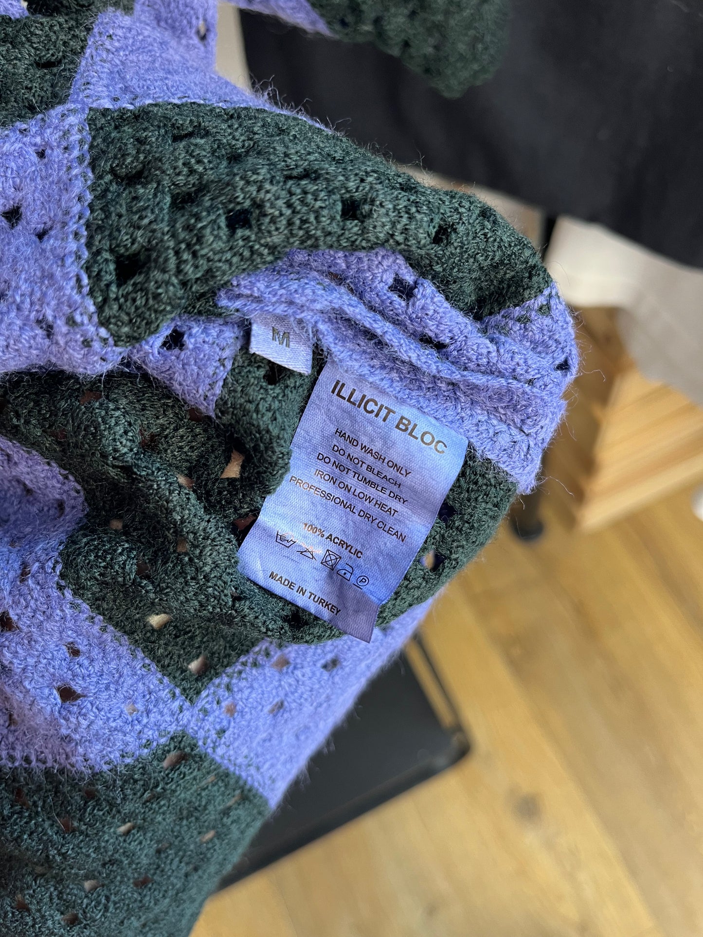 Illicit Bloc Purple Crochet Shirt - Medium