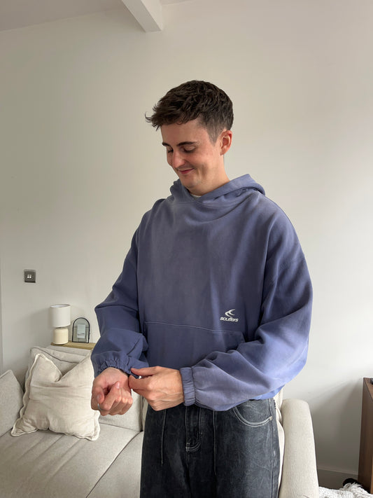Scuffers Washed Blue Effect Hoodie - Medium