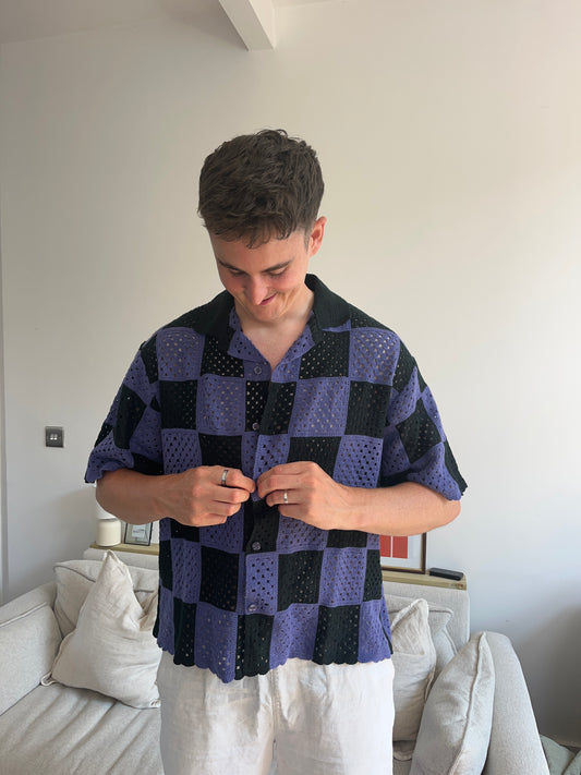 Illicit Bloc Purple Crochet Shirt - Medium