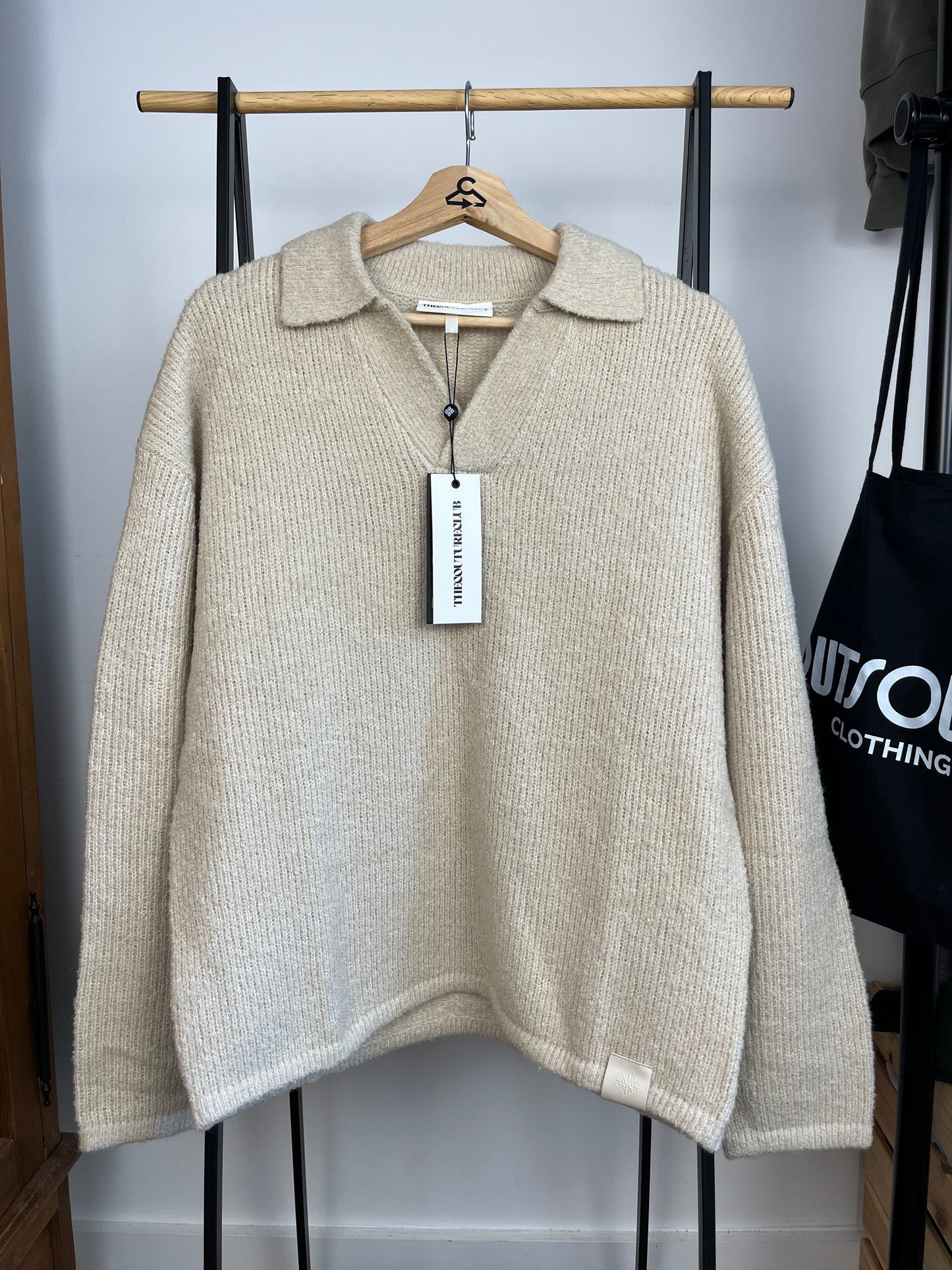 The Couture Club Beige Knit Polo - Small