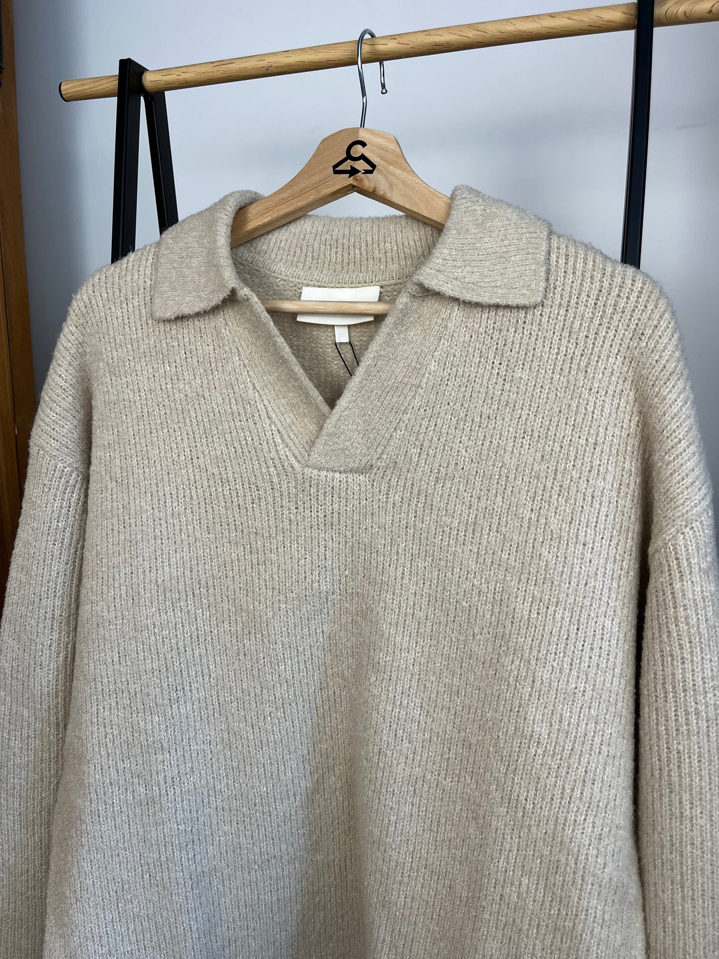 The Couture Club Beige Knit Polo - Small
