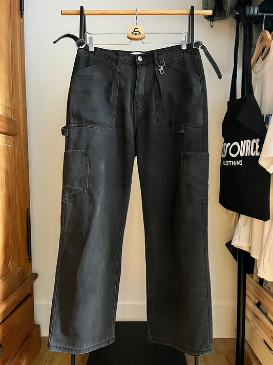 Sweats Collective Washed Black Wide Leg Trousers - Medium