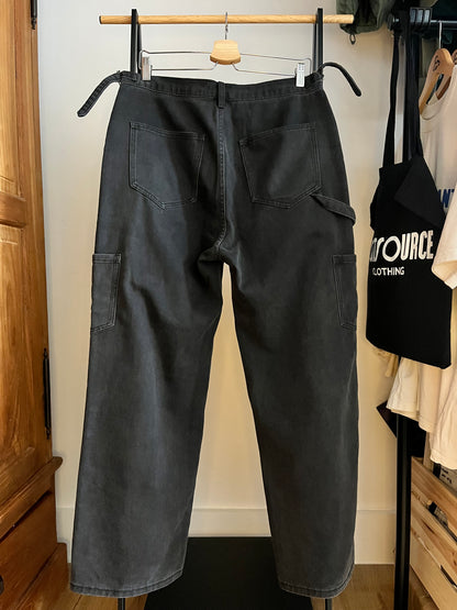 Sweats Collective Washed Black Wide Leg Trousers - Medium