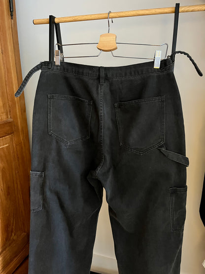 Sweats Collective Washed Black Wide Leg Trousers - Medium