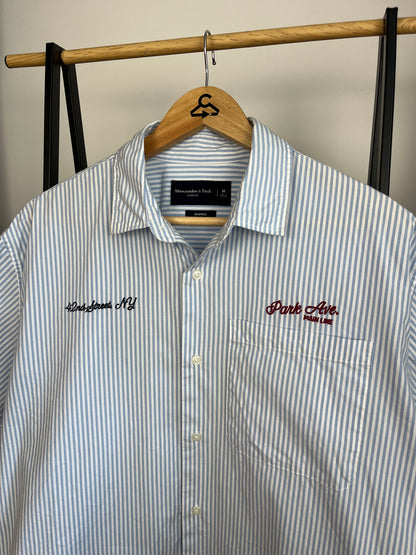 Abercrombie Light Blue Striped Shirt - Medium