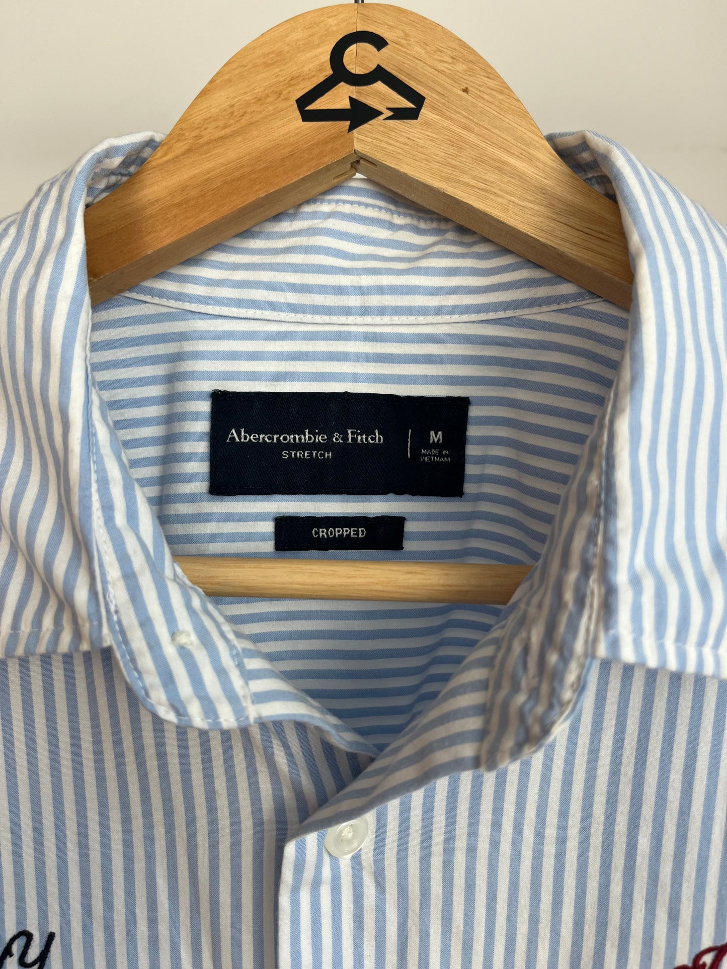 Abercrombie Light Blue Striped Shirt - Medium