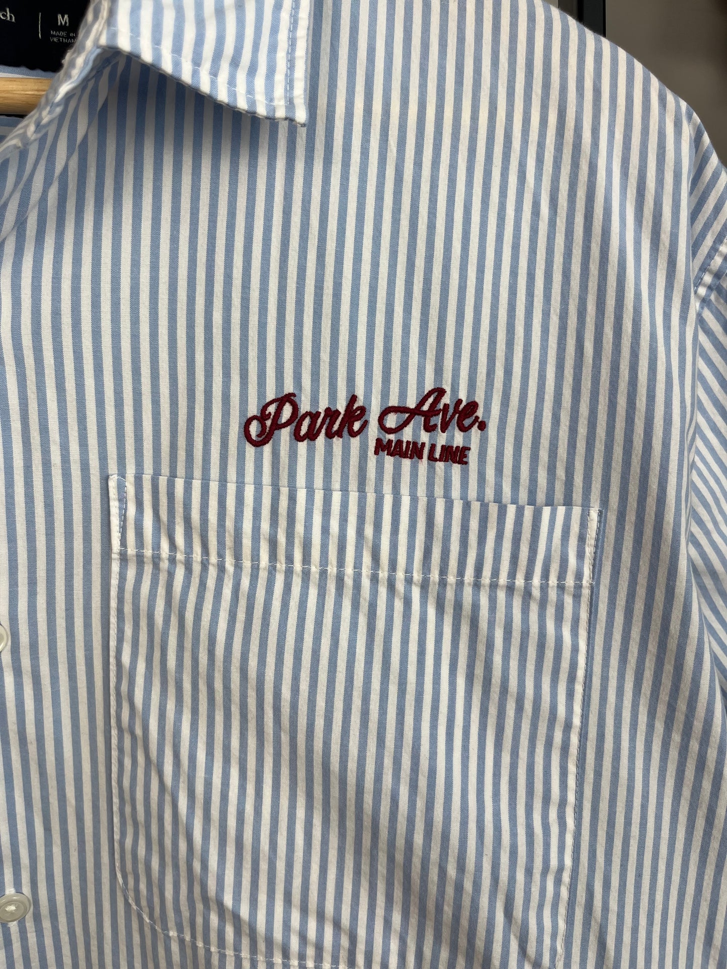 Abercrombie Light Blue Striped Shirt - Medium