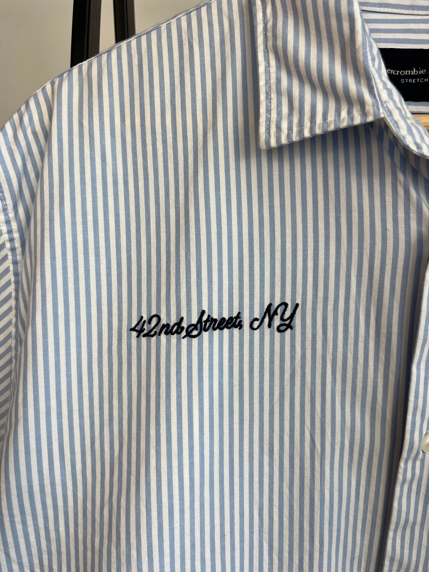 Abercrombie Light Blue Striped Shirt - Medium