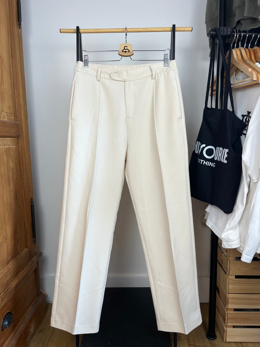 About:Blank Cream Pleated Trousers - Medium