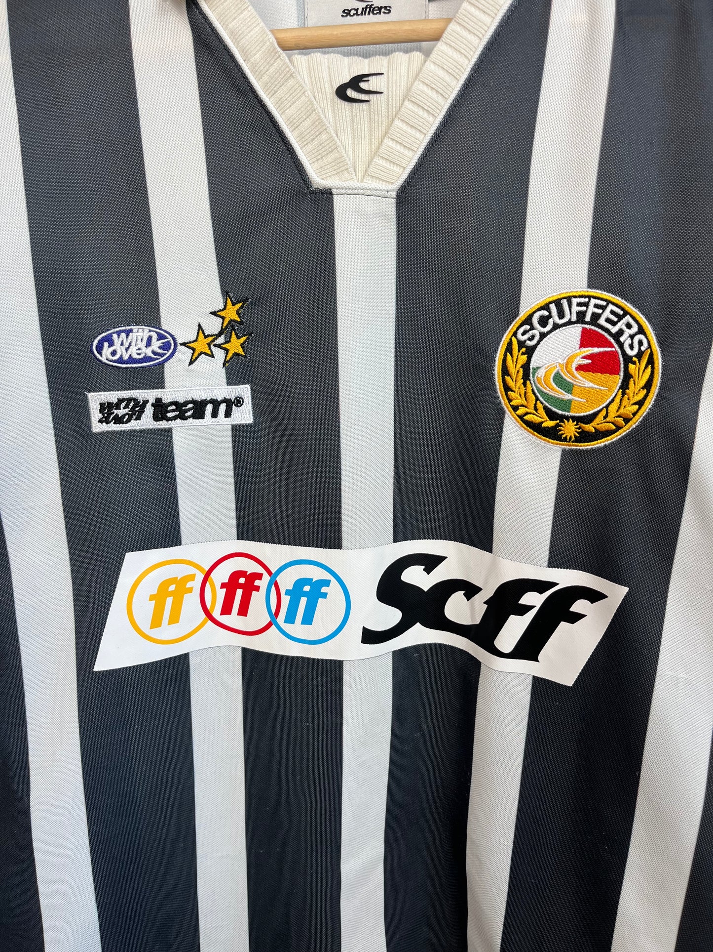 Scuffers Grey Striped Retro Football Shirt - Medium