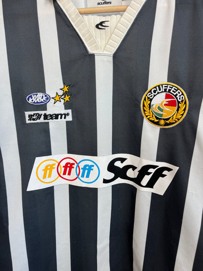 Scuffers Grey Striped Retro Football Shirt - Medium