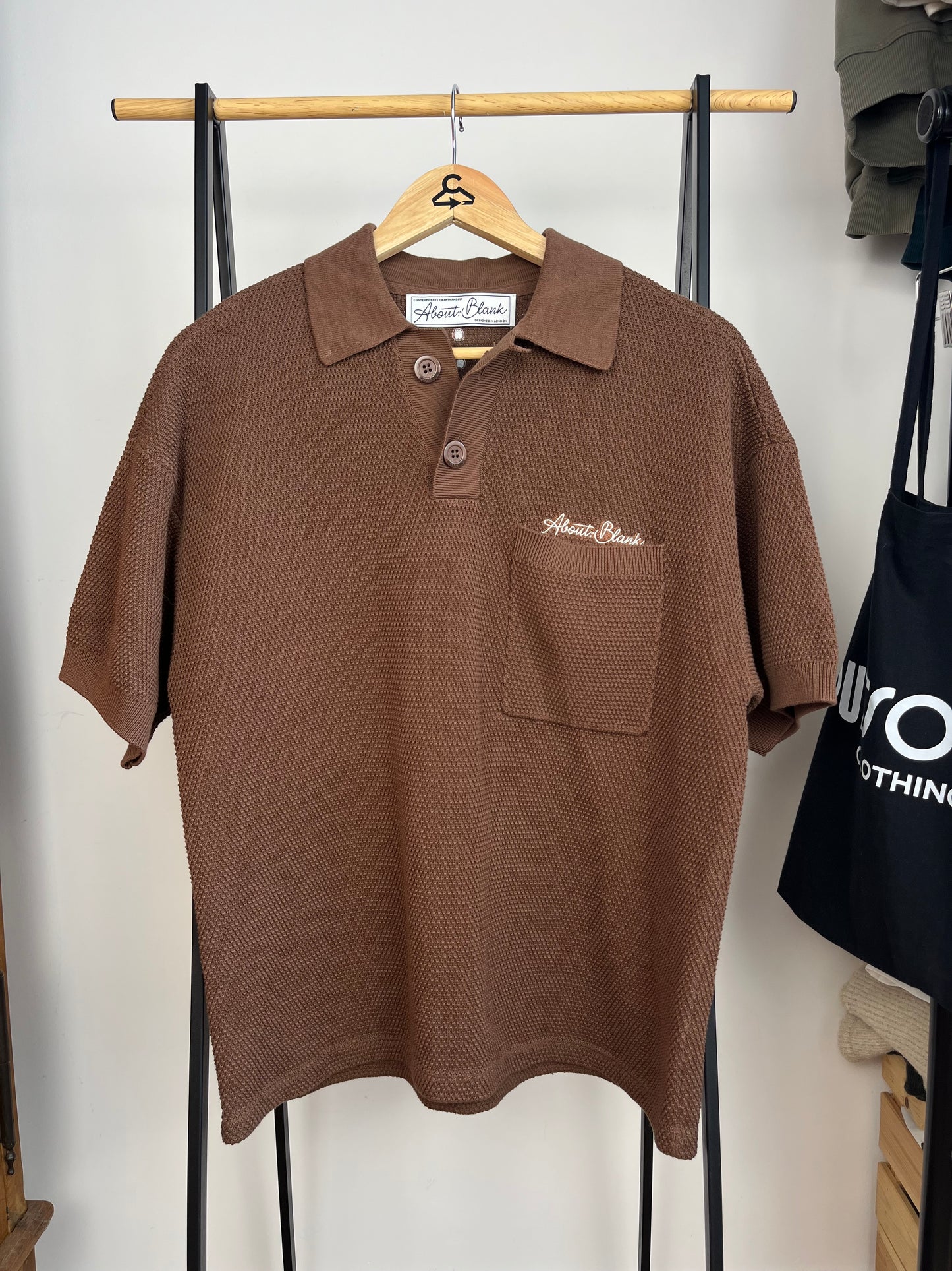About:Blank Brown Knit Polo - Small