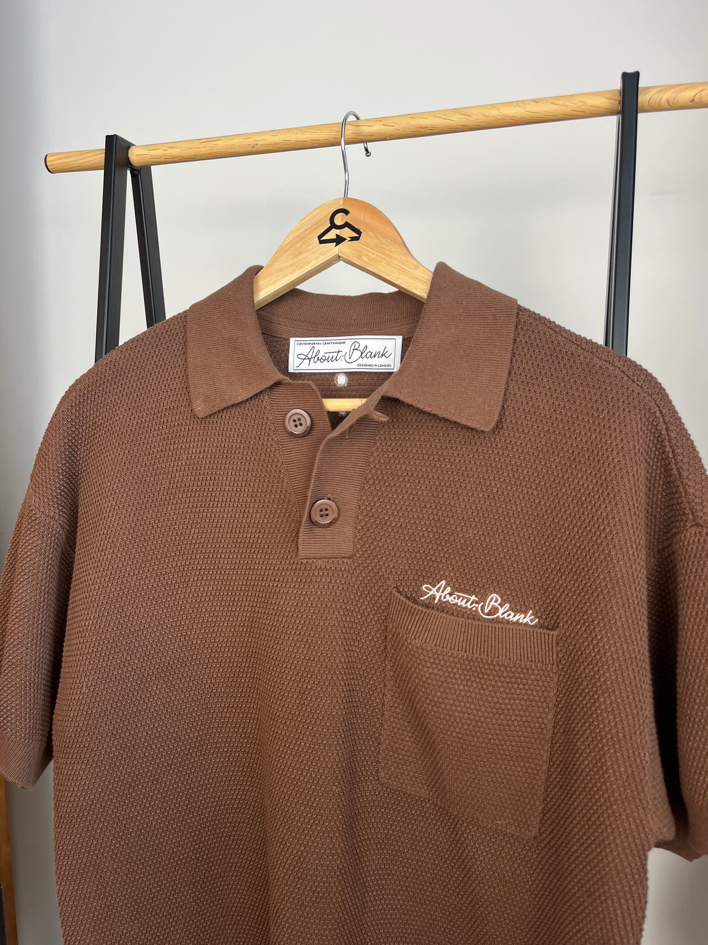 About:Blank Brown Knit Polo - Small