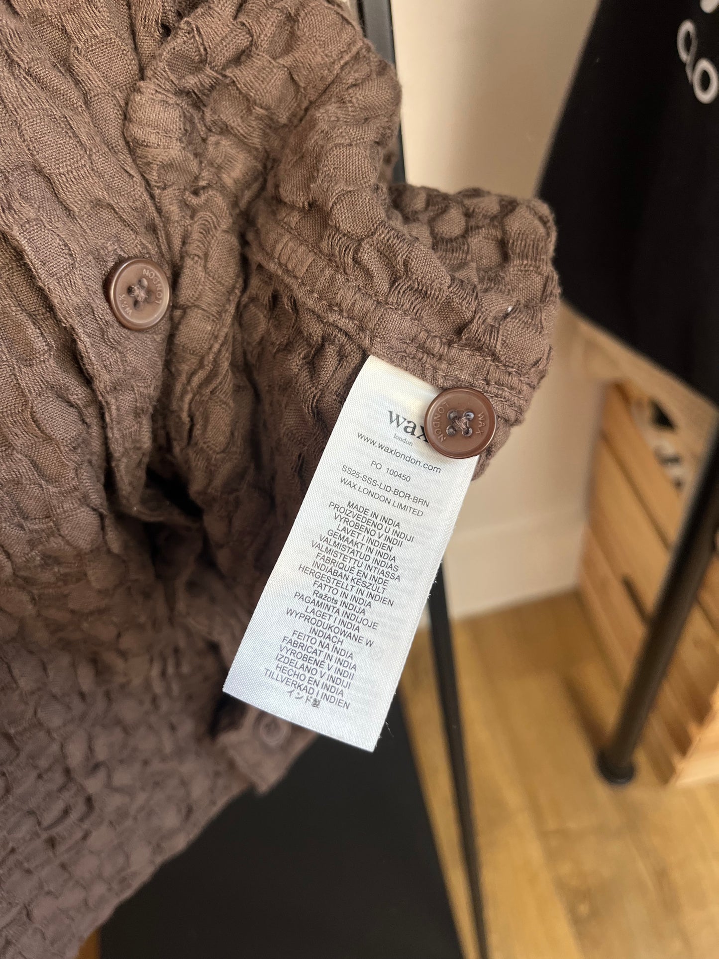 Wax London Brown Waffle Shirt - Medium