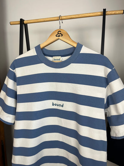 Bound Blue and White Striped T-Shirt - Medium