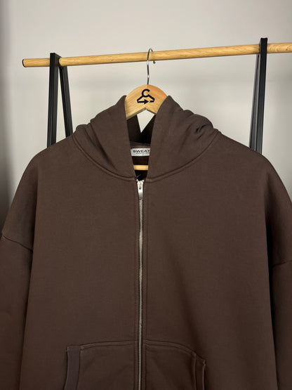 Sweats Collective Brown Zip Up Hoodie - Large