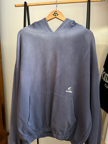 Scuffers Washed Blue Effect Hoodie - Medium