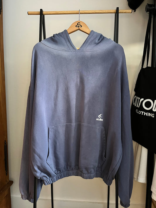 Scuffers Washed Blue Effect Hoodie - Medium