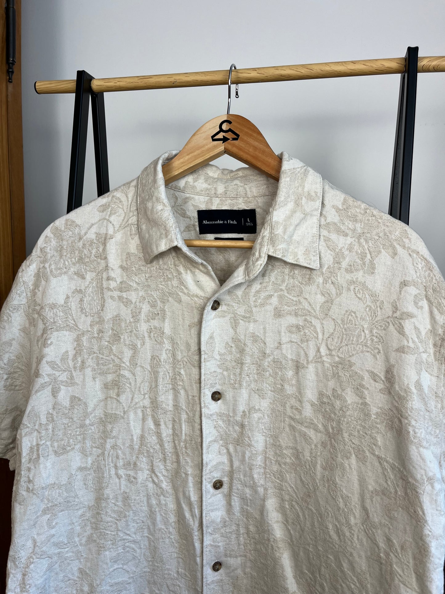 Abercrombie Beige Patterned Shirt - Large