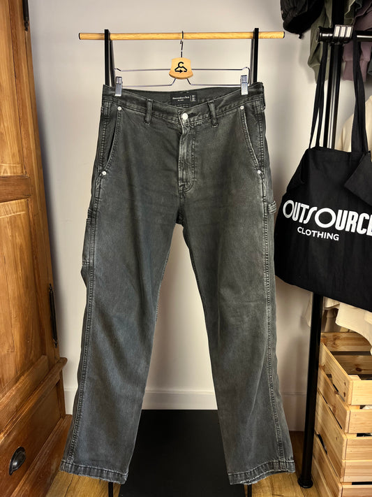 Abercrombie Washed Black Carpenter Trousers W32 L32