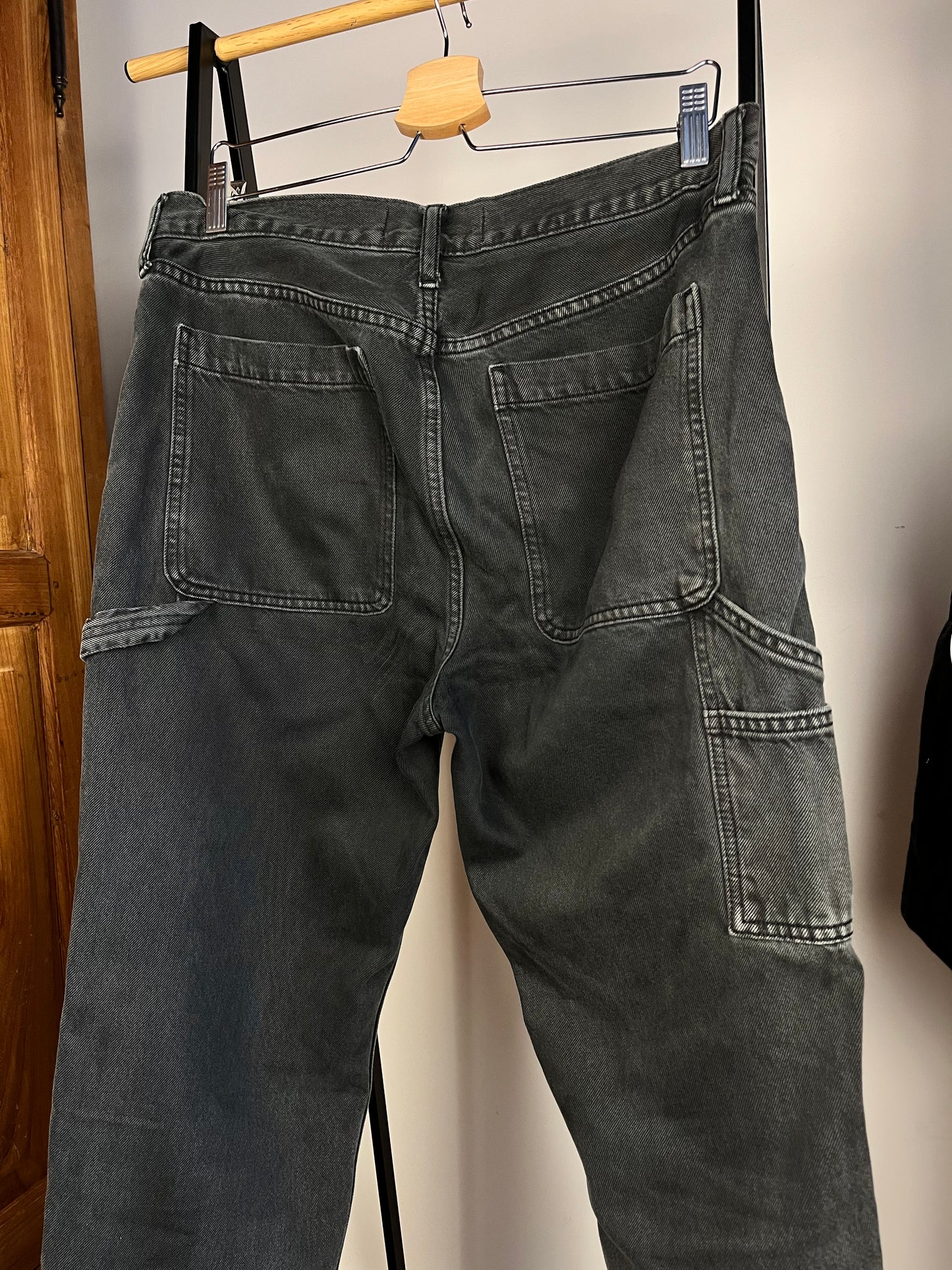 Abercrombie Washed Black Carpenter Trousers W32 L32