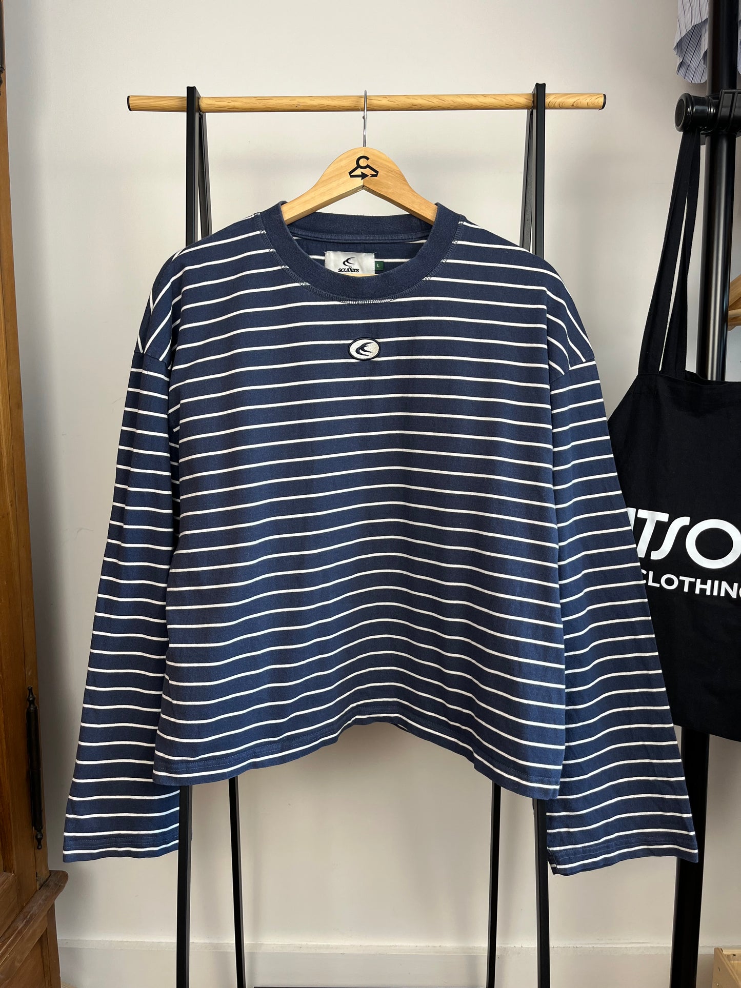 Scuffers Navy Striped Long Sleeve - Large