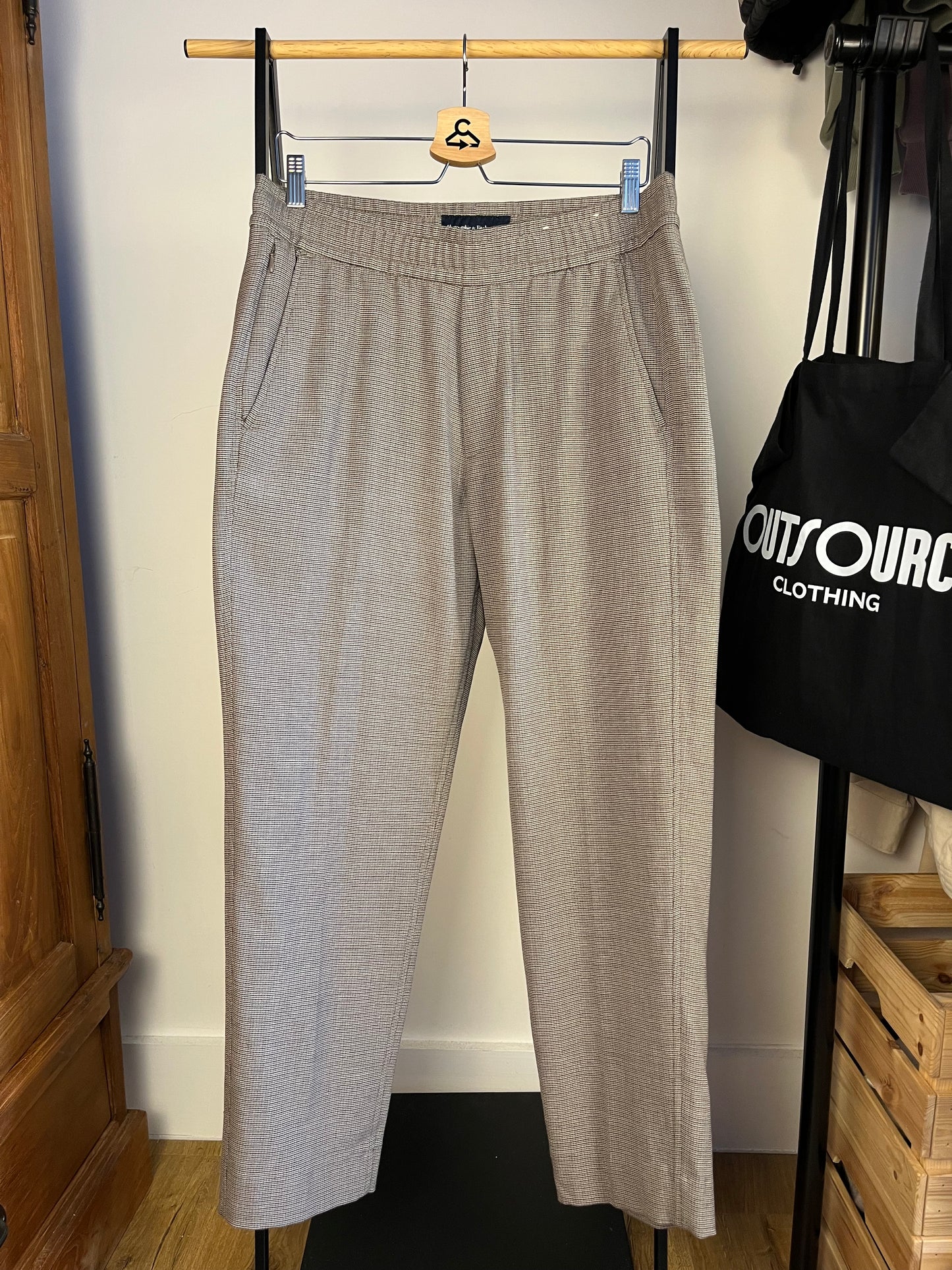 Abercrombie Brown Checked Pattern Trousers - Medium