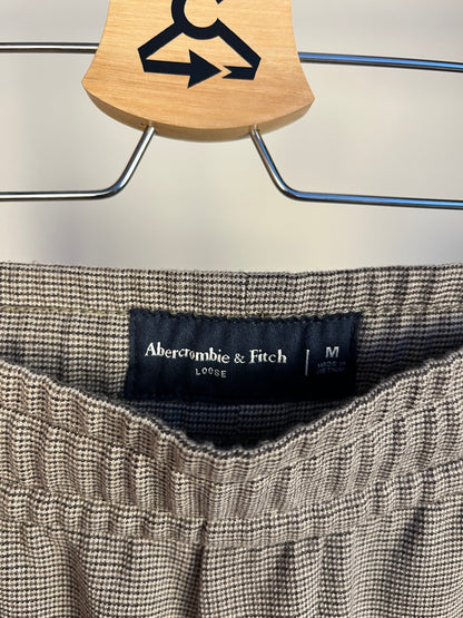 Abercrombie Brown Checked Pattern Trousers - Medium