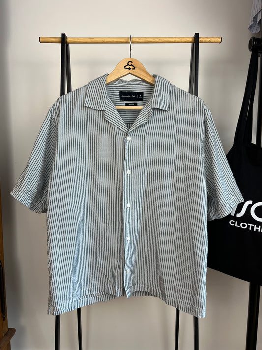 Abercrombie Green Striped Shirt - Medium