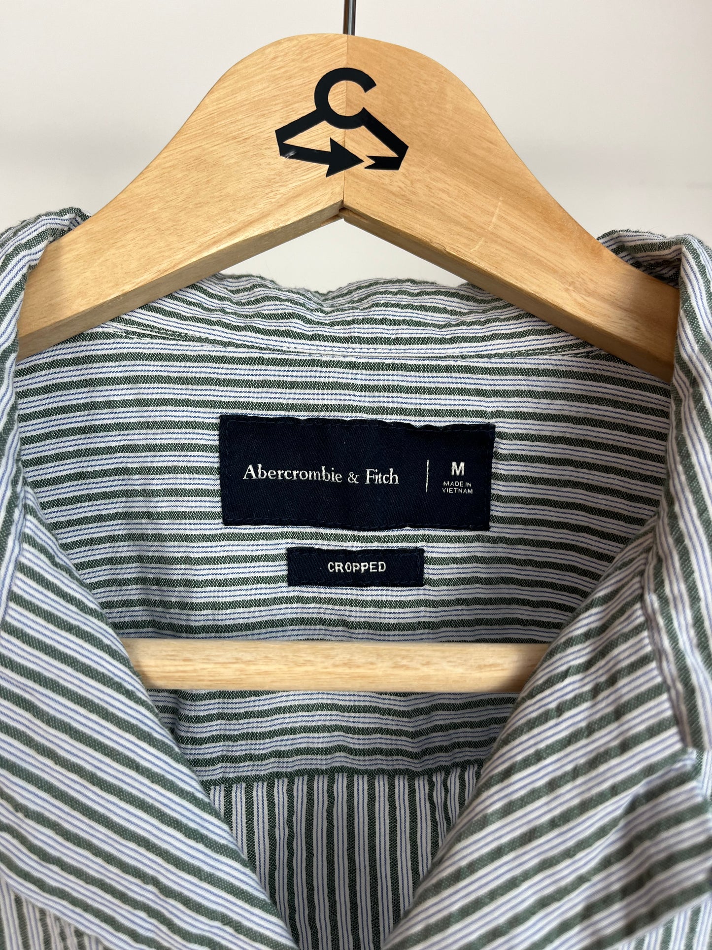 Abercrombie Green Striped Shirt - Medium