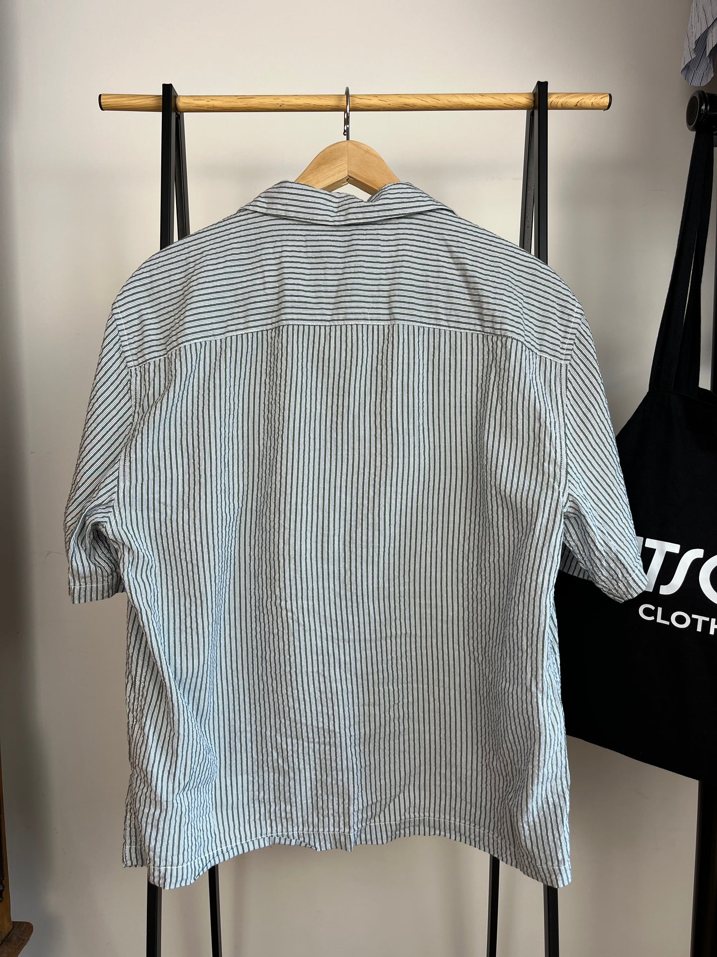 Abercrombie Green Striped Shirt - Medium