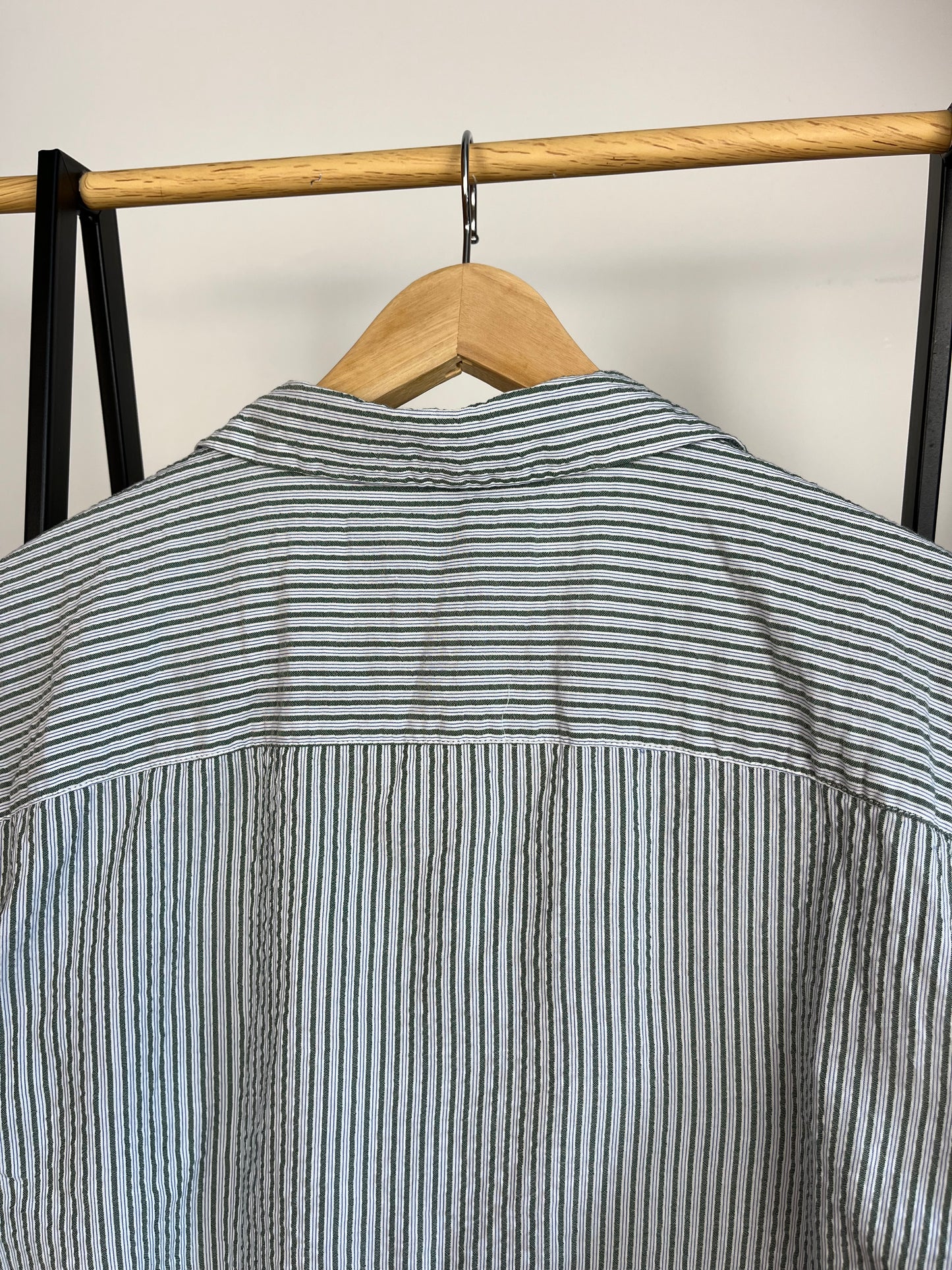 Abercrombie Green Striped Shirt - Medium