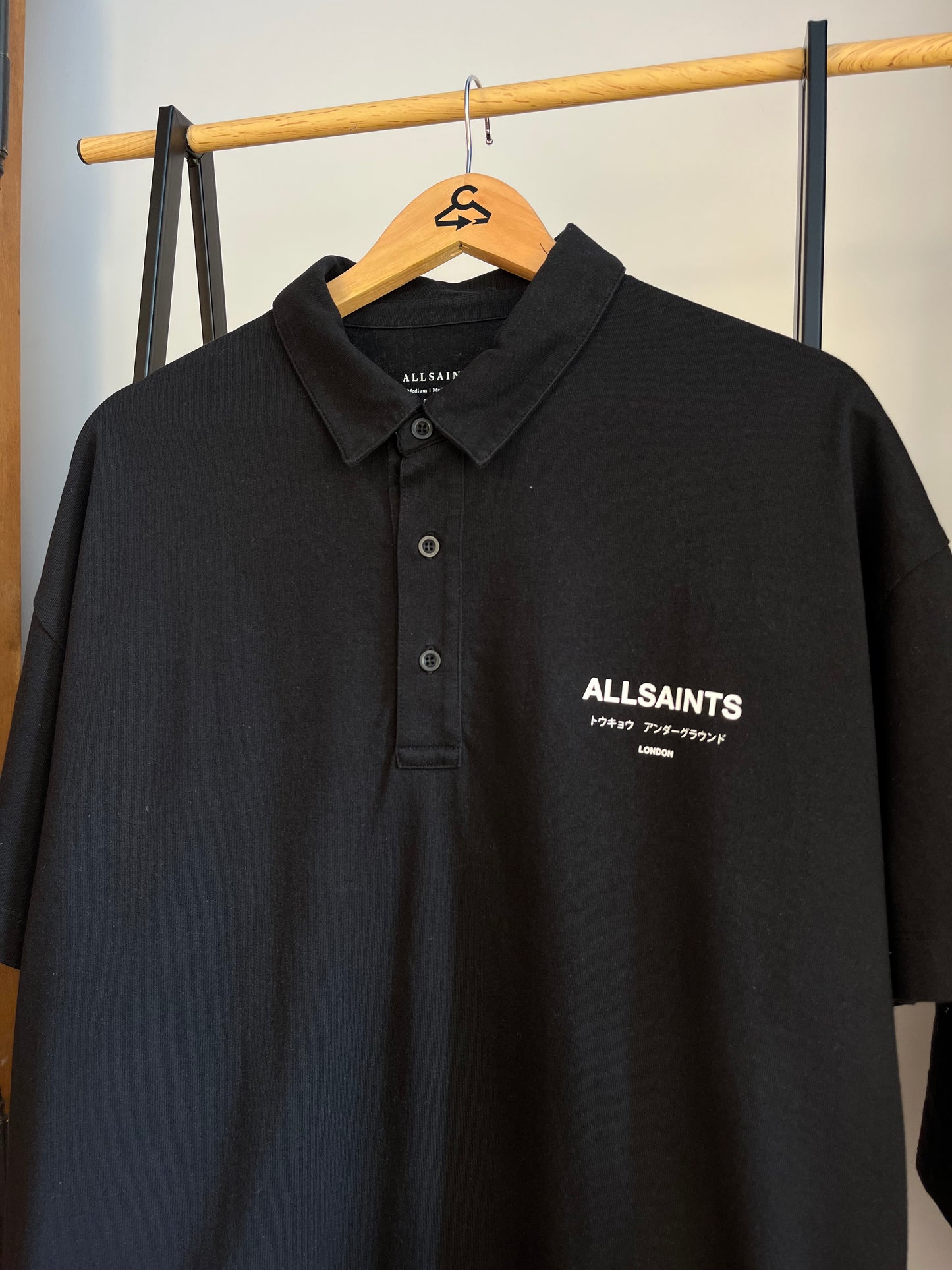 All Saints Black Polo - Medium