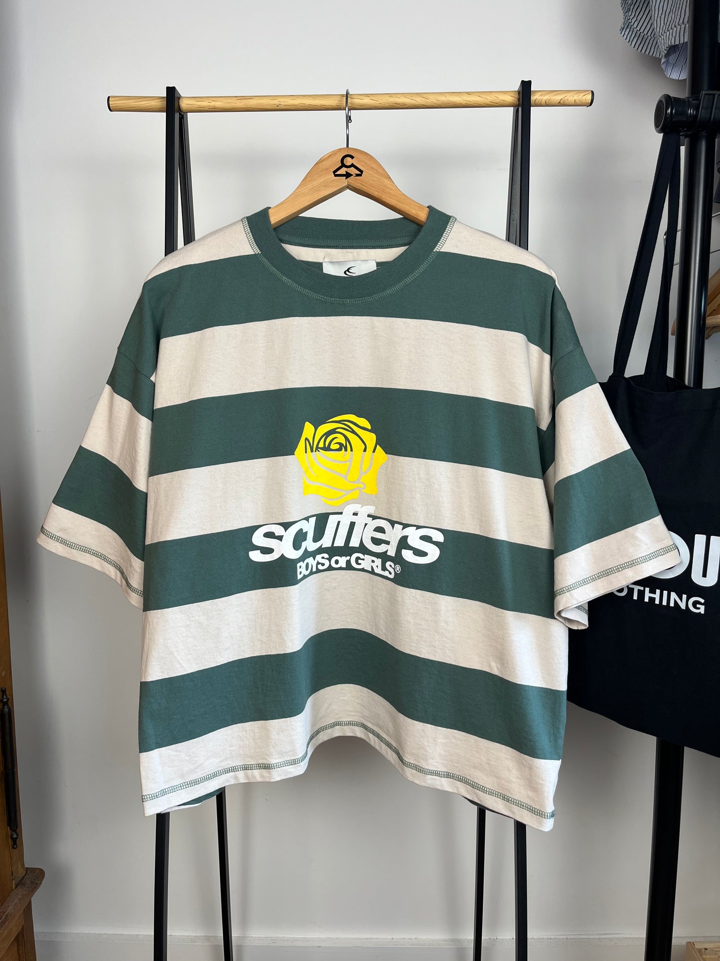 Scuffers Green Striped T-Shirt - Small