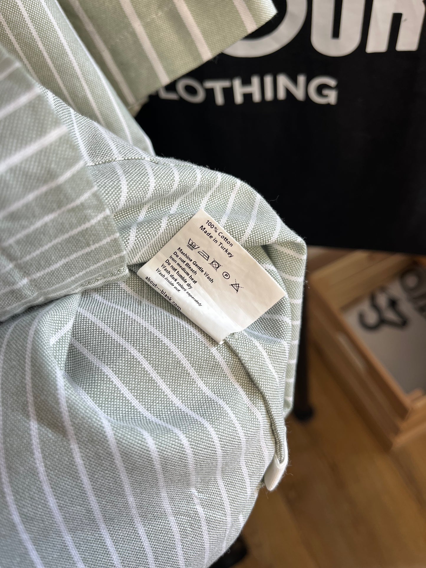 About:Blank Green Striped Shirt - Large