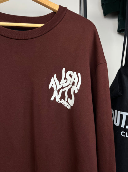 All Saints Burgundy Sweatshirt - XL