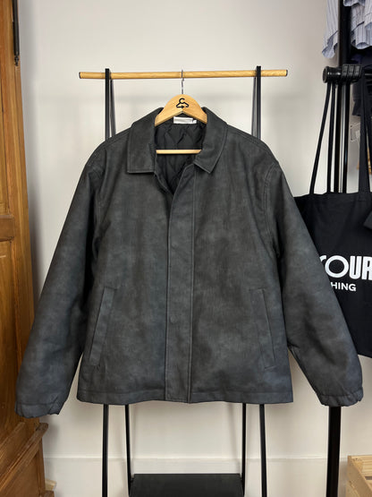 Brother and Kin Washed Black Leather Style Jacket - Large