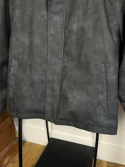 Brother and Kin Washed Black Leather Style Jacket - Large