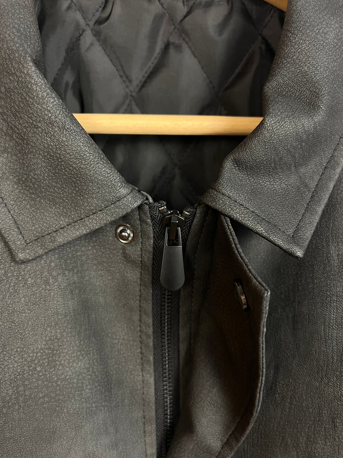 Brother and Kin Washed Black Leather Style Jacket - Large