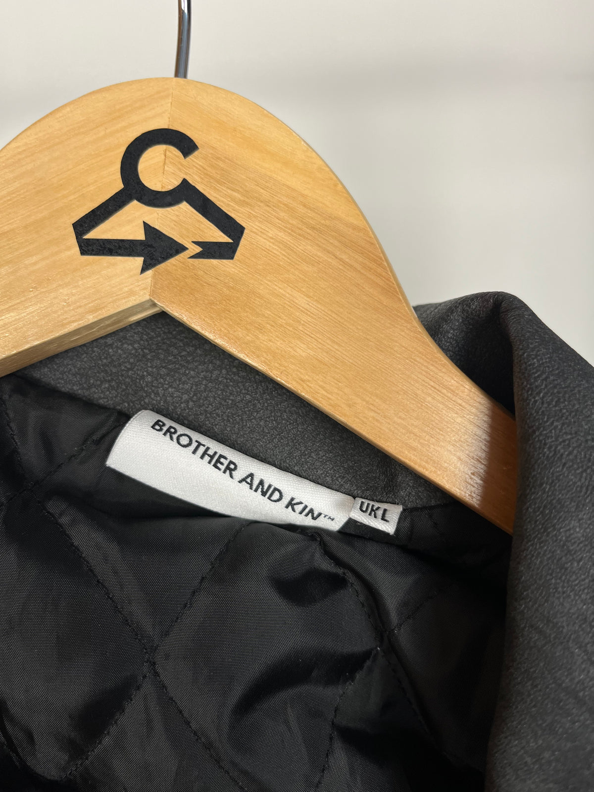 Brother and Kin Washed Black Leather Style Jacket - Large