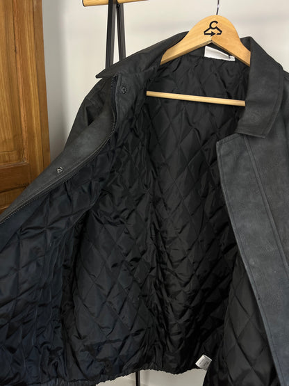 Brother and Kin Washed Black Leather Style Jacket - Large