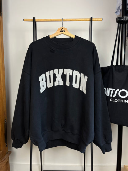 Cole Buxton Washed Navy Distressed Sweatshirt - Medium