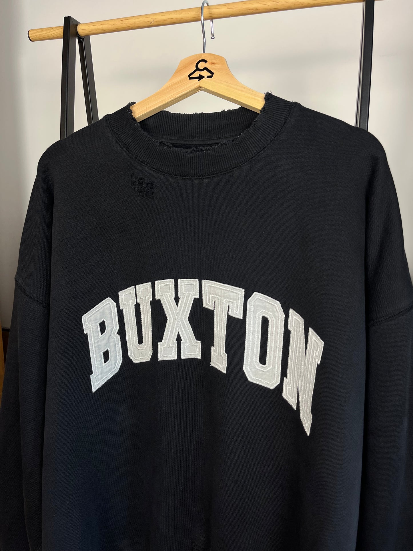 Cole Buxton Washed Navy Distressed Sweatshirt - Medium