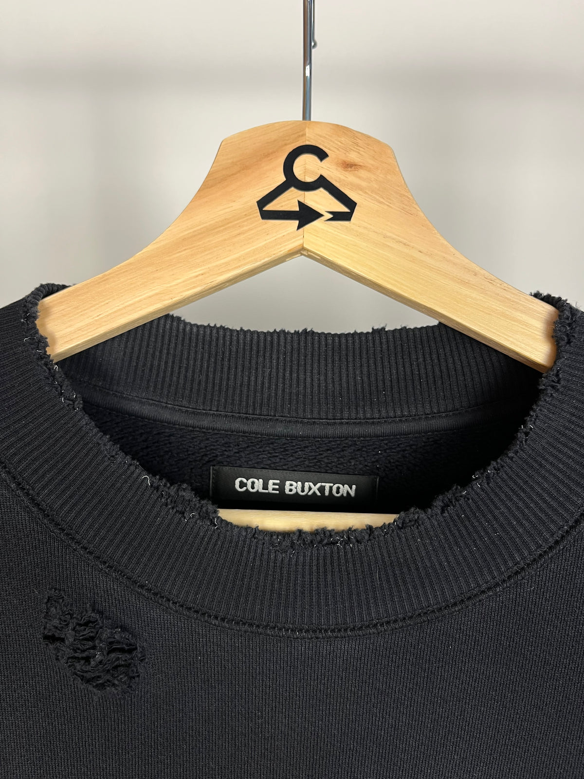 Cole Buxton Washed Navy Distressed Sweatshirt - Medium