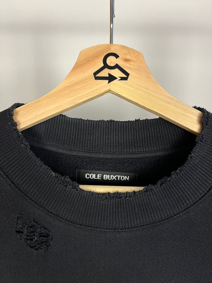 Cole Buxton Washed Navy Distressed Sweatshirt - Medium