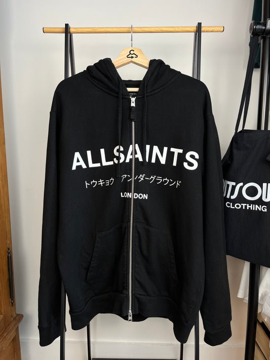 All Saints Black Zip Up Hoodie - Medium